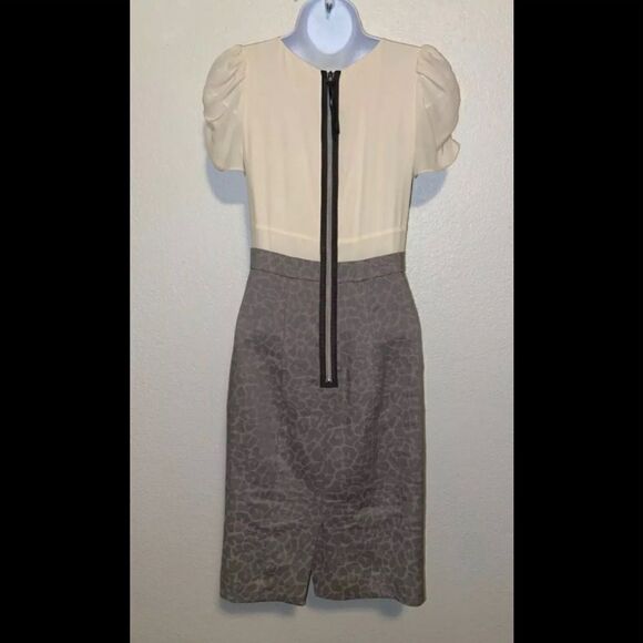 Rebecca Taylor silk Linen‎ Ruffled Sheath Combo Dress Ruched Ivory size 2 - Picture 6 of 8